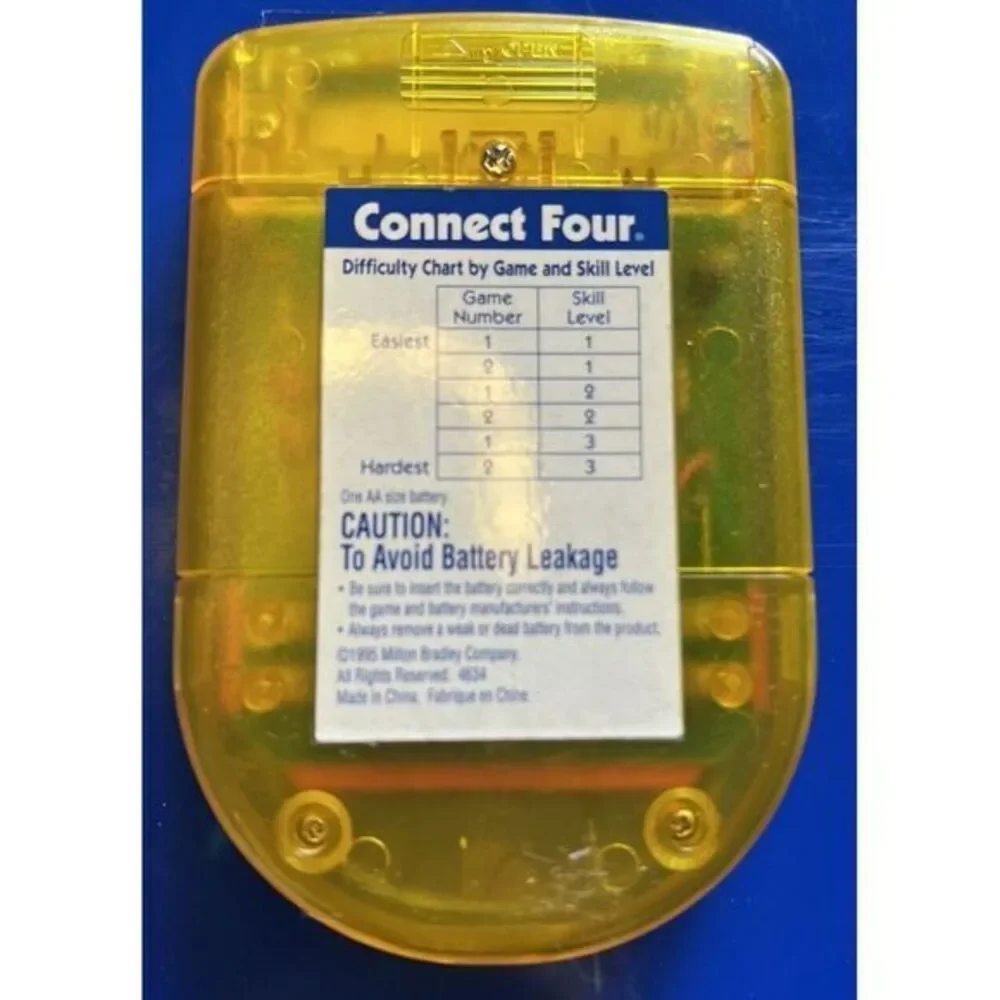 CONNECT FOUR Electronic Hand-Held Game Milton Bradley Clear‎ Yellow Case Tested